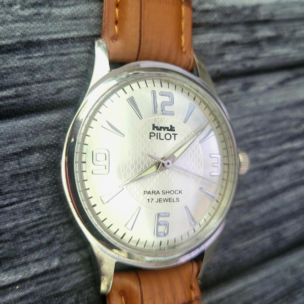 Vintage‎ Clean Para Shock Pilot 17J Pie Pan Men's Watch - Picture 7 of 8
